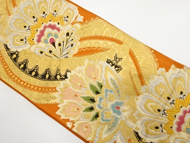 JAPANESE KIMONO / ANTIQUE FUKURO OBI / SILK / WOVEN CHINESE FLOWERS
